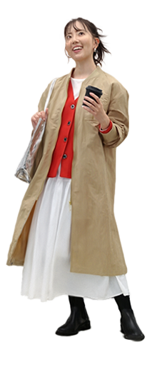 衿リブロングコートＵＭ / メタリックバケツトートＥＭ / 切替えフレアスカートＥＭ / 多機能ＶネックカーデＥＭ